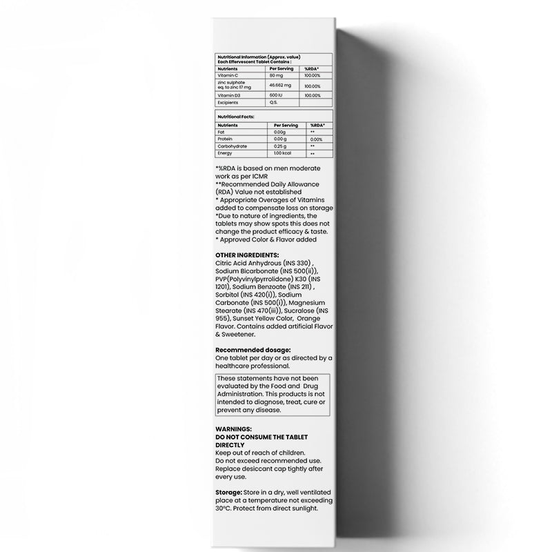 Vitamin C, Zinc, Vitamin D3 Effervescent Tablet