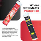 FreeOn Effervescent tablet tubes with text about their benefits that says combination of L-Glutathione and Vitamin-C & mla Extract supports antioxidant defence and skin clarity while vitamin c with amla enchance absorpion and immunity support helping your body get more from every dose.