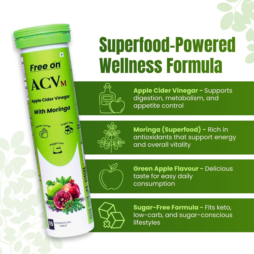 ACVm, Apple Cider Vinegar with Moringa Effervescent Tablet