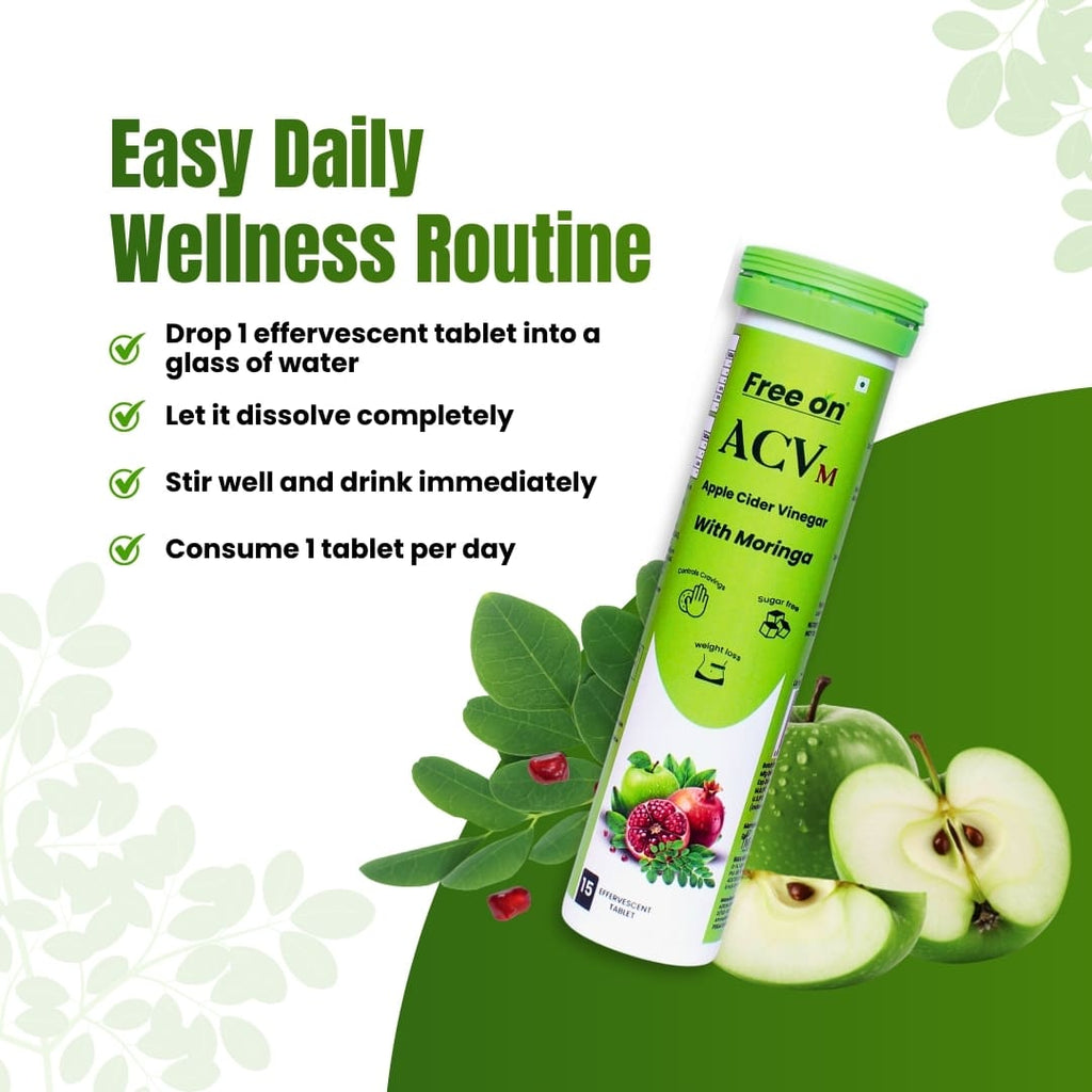 ACVm, Apple Cider Vinegar with Moringa Effervescent Tablet