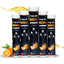 Multiple tubes of Free'on supplements with oranges and a yellow liquid on a white background