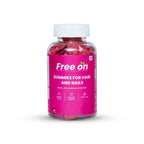 Bottle of Free On Gummies for Hair and Nails on a white background
