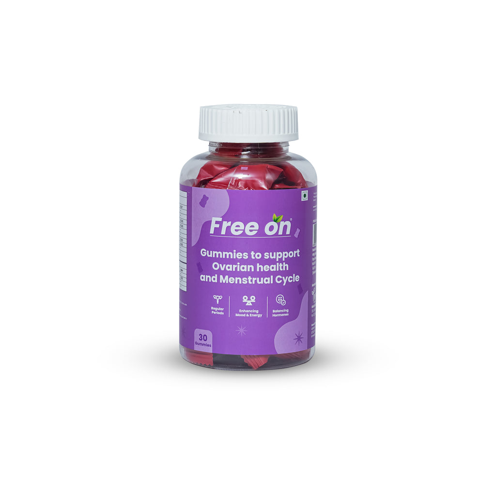 Bottle of Free On gummies on a white background
