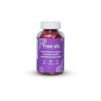 Bottle of Free On gummies on a white background
