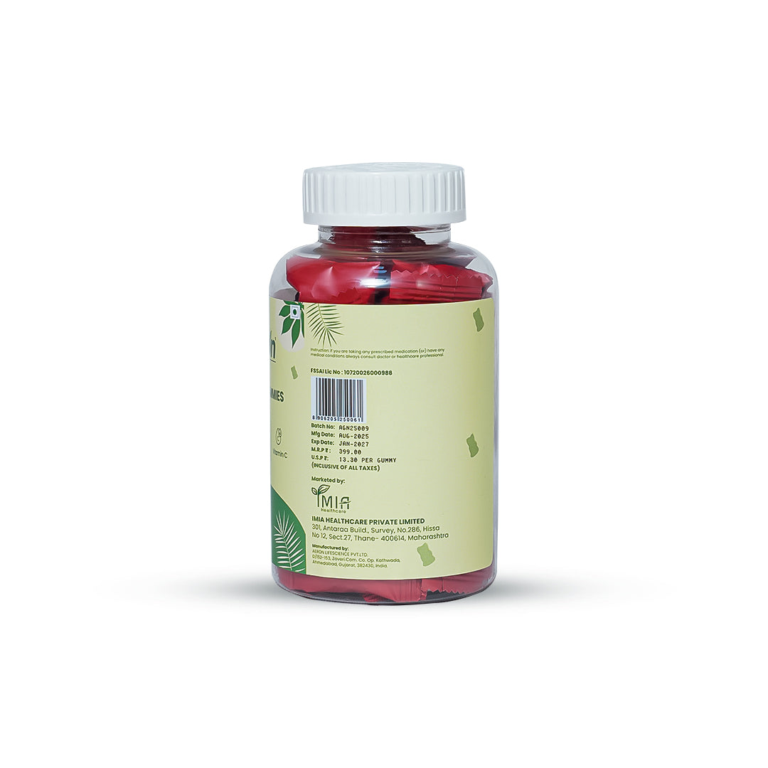 Bottle of supplements with a green label on a white background