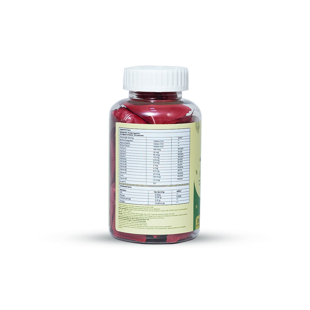 Bottle of supplements with a label on a white background