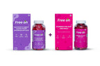Two packages of FreeOn gummies for ovarian health and menstrual cycle, and hair and nails gummies combo. pack of 60 gummies to support you hair & nail along with a combo of Ovarian support and menstrual cycle. which has natural flavor, immunity support, biotin, zinc, which helps in hirmonal balance and regular period.