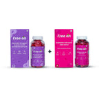 Two packages of FreeOn gummies for ovarian health and menstrual cycle, and hair and nails combo of 60 gummies to support your ovarian health & ensurational cycle along with hair & nail.