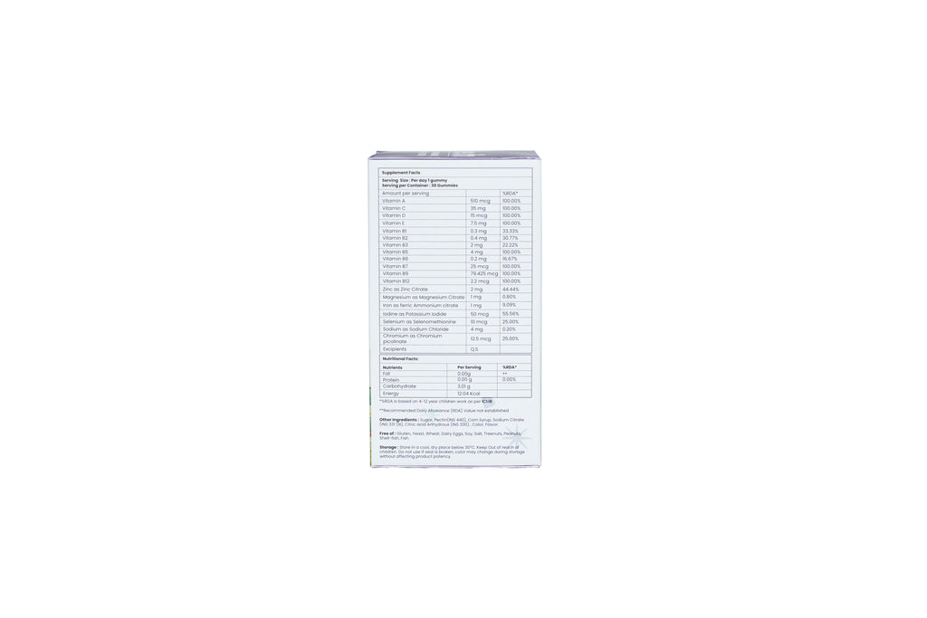 Nutritional label on a white background