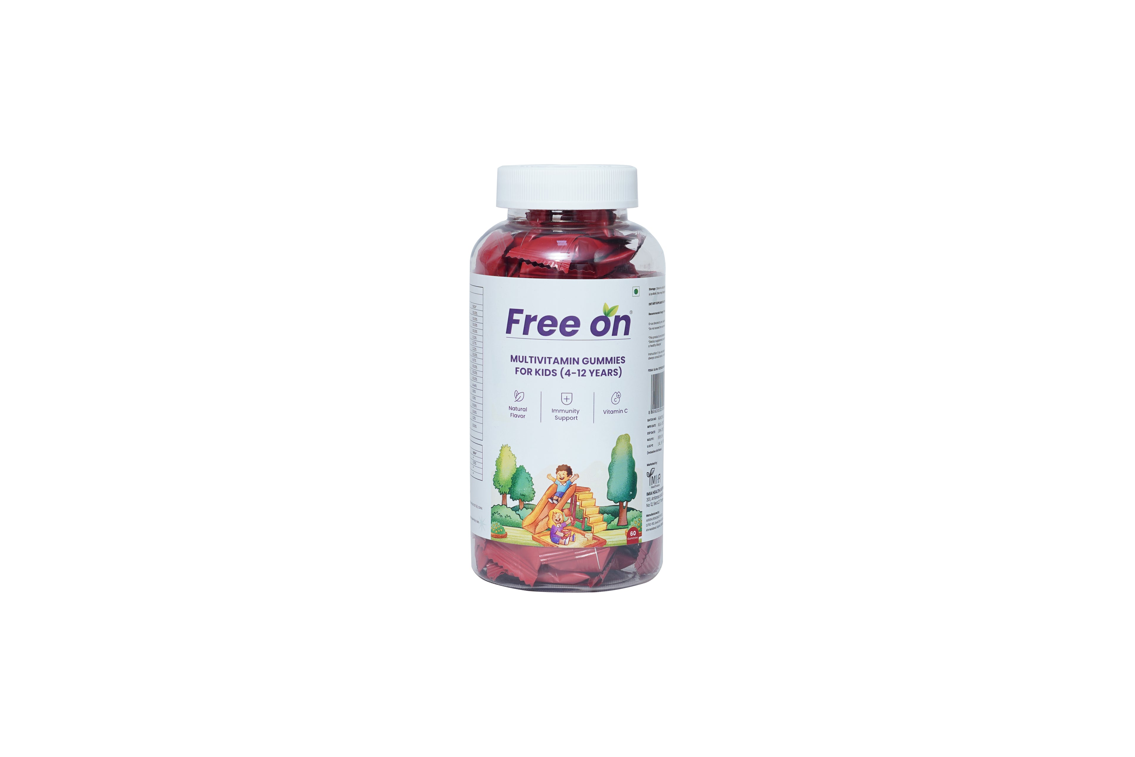 Bottle of Free on multivitamin on a white background