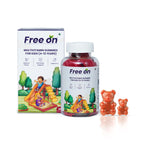 Free on multivitamin gummies for kids packaging with gummy bears on a white background