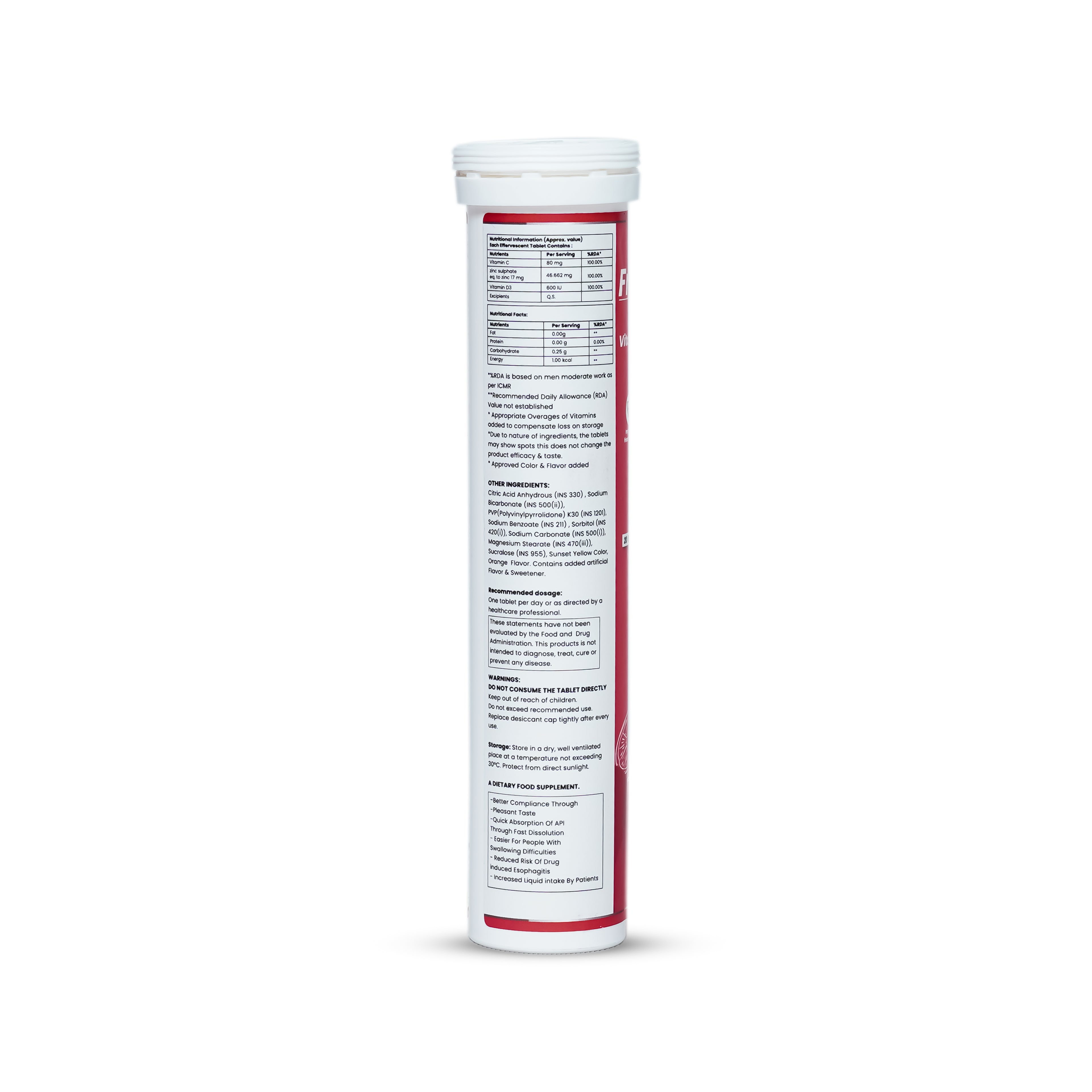 Supplement tube with label on a white background