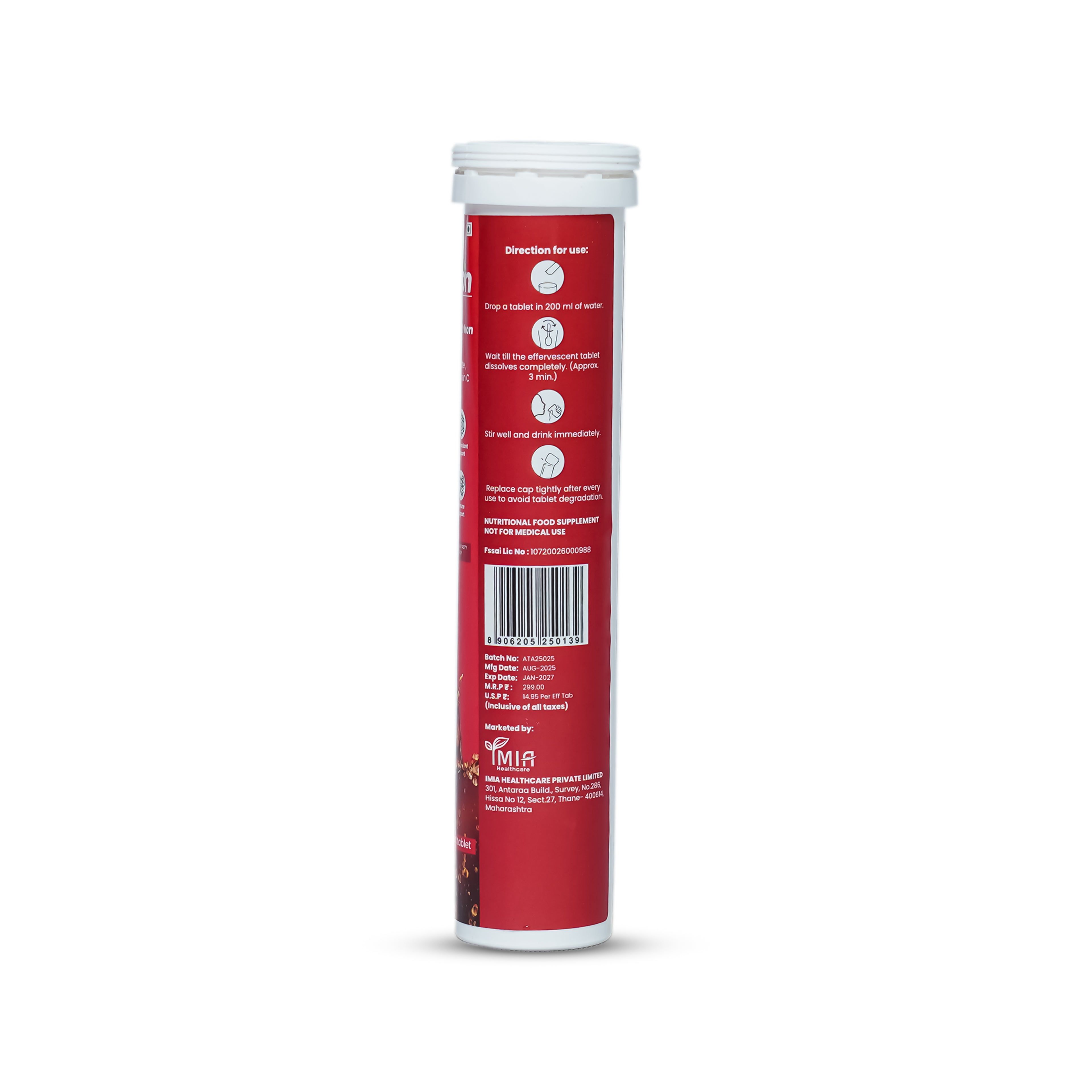 Red tube with white cap on a white background