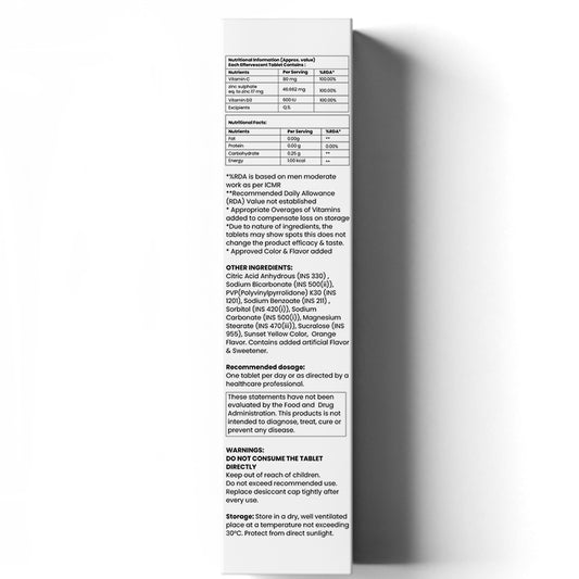Vitamin C, Zinc, Vitamin D3 Effervescent Tablet