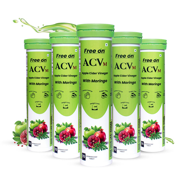Multiple bottles of Free on ACVM Apple Cider Vinegar with Moringa on a white background Hover Image